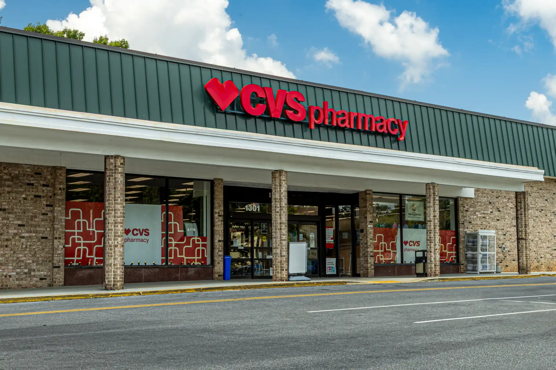 An exterior image of a CVS Pharmacy at Kemp Mill Center, where there are commercial retail spaces for lease​ in Silver Spring, MD.